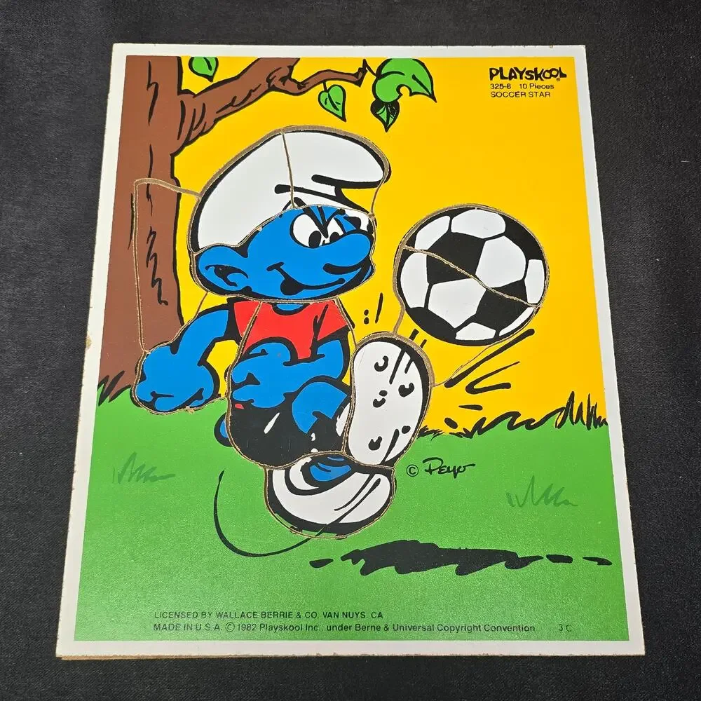 Playskool Soccer Star Smurf & Favorite Fruit Wooden Puzzle Set